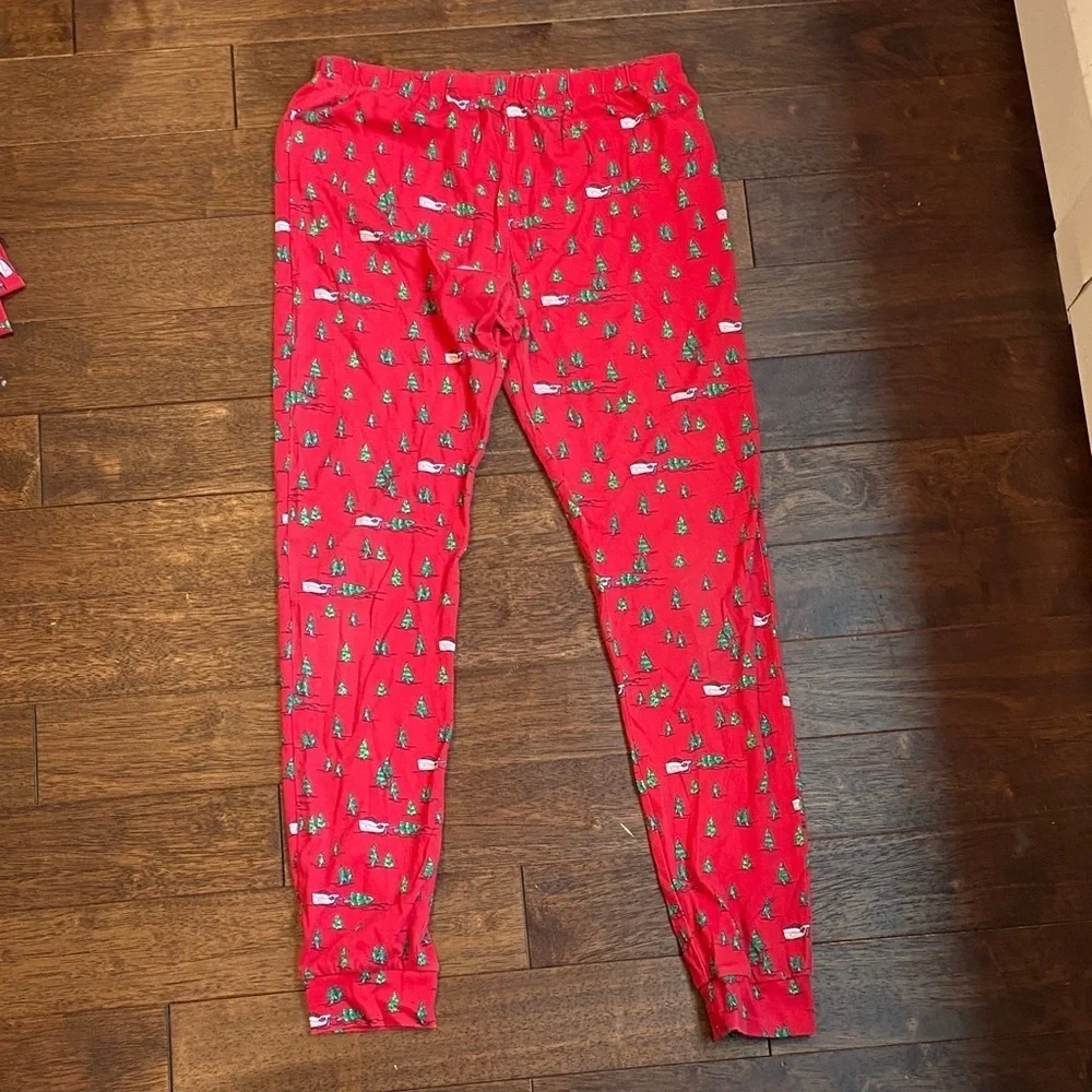 Vineyard Vines Red Kids Pajama Set with Christmas Trees